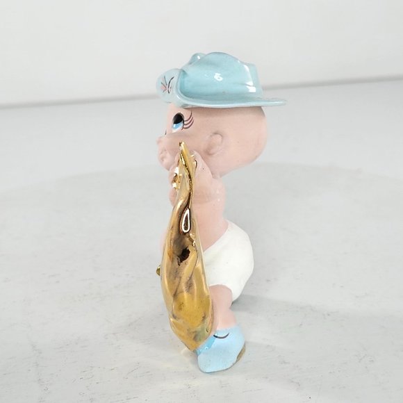 Freeman McFarlin Baby Holding Fish Figurine Diaper Pin Original Box - Picture 6 of 8